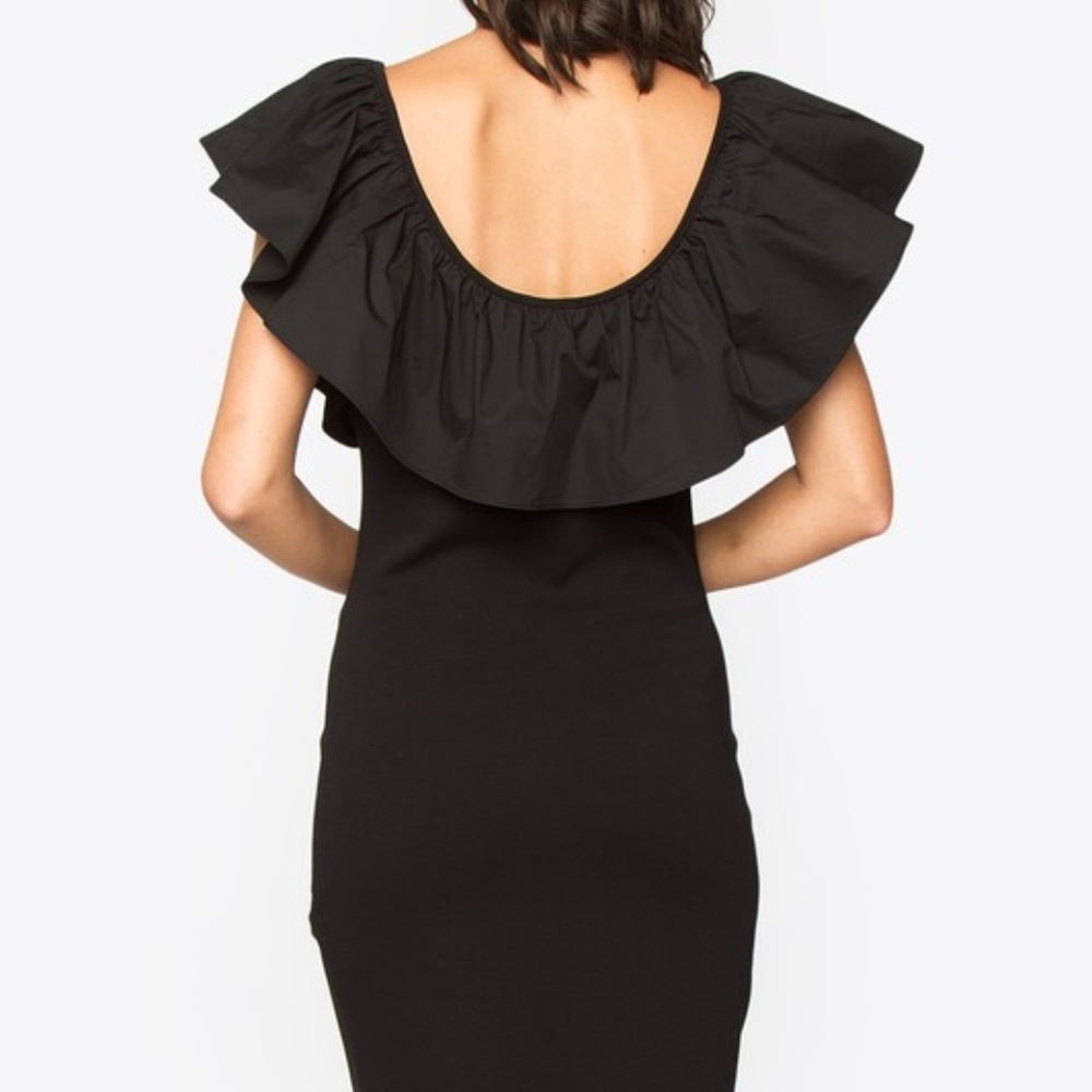 LBD Pollie Ruffle Sleeve Black Dress - Picture 4 of 5
